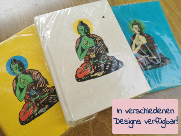 Extra dickes Lokta-Notizbuch  | Motiv: Buddha | ca. 15x20cm, ~60 Seiten, Farbe auswählbar